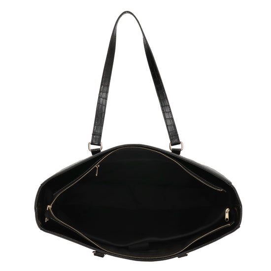 Shopper aus Kunstleder in Schwarz 45,5x31,5cm mit Kroko-Optik - leder-accessoires.com