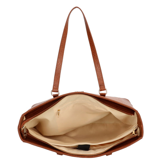Shopper aus Kunstleder in Cognac 45,5x31,5cm mit Kroko-Optik - leder-accessoires.com