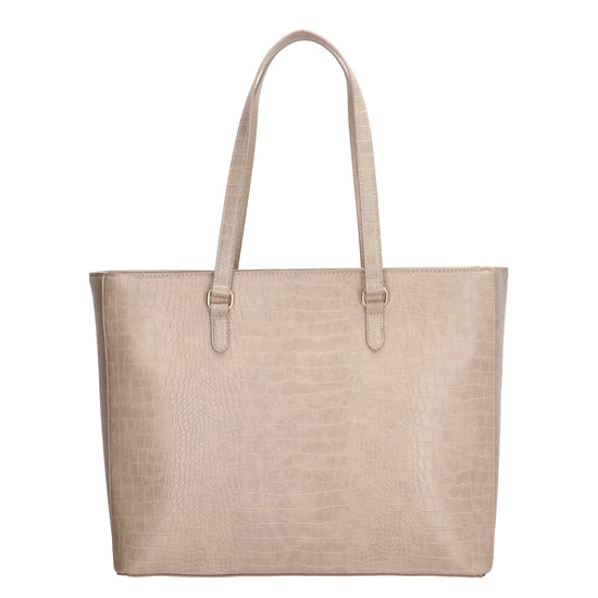 Shopper aus Kunstleder in Beige 45,5x31,5cm mit Kroko-Optik - leder-accessoires.com
