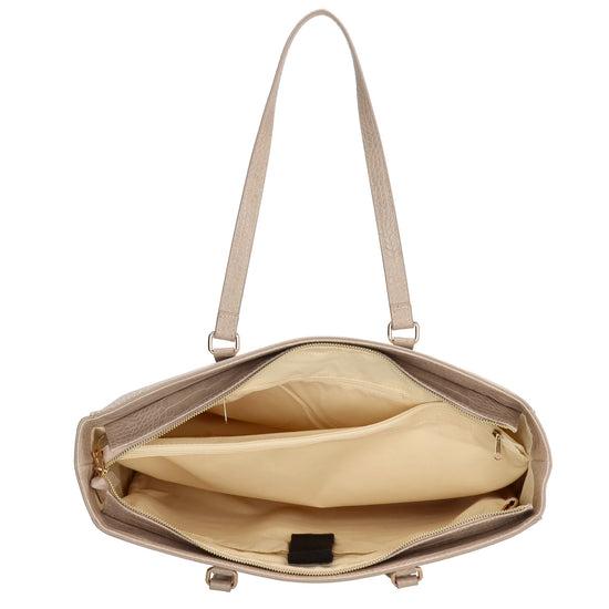 Shopper aus Kunstleder in Beige 45,5x31,5cm mit Kroko-Optik - leder-accessoires.com