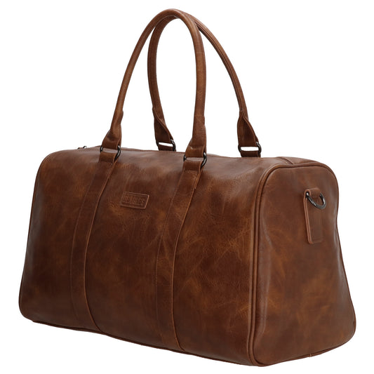 Reisetasche | Weekender 45 x 24cm in Cognac aus Kunstleder - leder-accessoires.com