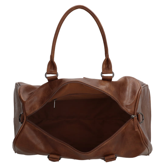 Reisetasche | Weekender 45 x 24cm in Cognac aus Kunstleder - leder-accessoires.com