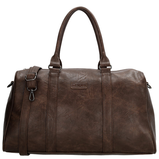 Reisetasche | Weekender 45 x 24cm in Braun aus Kunstleder - leder-accessoires.com