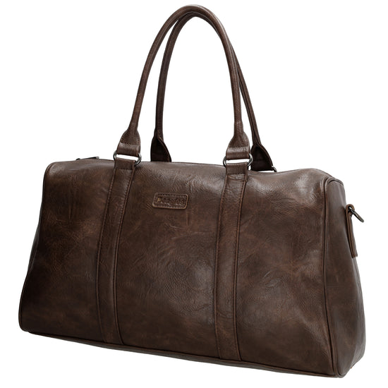 Reisetasche | Weekender 45 x 24cm in Braun aus Kunstleder - leder-accessoires.com