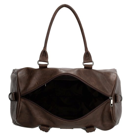 Reisetasche | Weekender 45 x 24cm in Braun aus Kunstleder - leder-accessoires.com