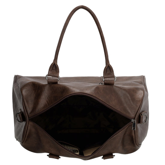 Reisetasche | Weekender 45 x 24cm in Braun aus Kunstleder - leder-accessoires.com