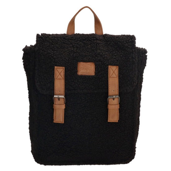 Teddyrucksack 25x31cm in Schwarz mit Überschlag - leder-accessoires.com
