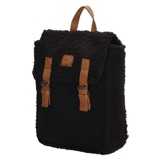 Teddyrucksack 25x31cm in Schwarz mit Überschlag - leder-accessoires.com