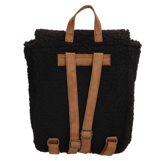 Teddyrucksack 25x31cm in Schwarz mit Überschlag