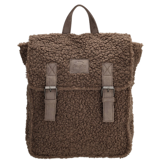 Teddyrucksack 25x31cm in Dunkeltaupe mit Überschlag - leder-accessoires.com