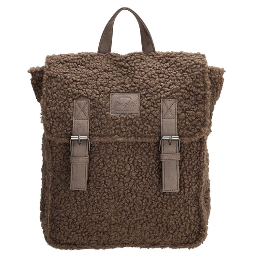 Teddyrucksack 25x31cm in Dunkeltaupe mit Überschlag