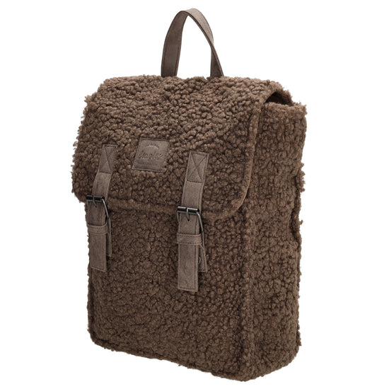 Teddyrucksack 25x31cm in Dunkeltaupe mit Überschlag - leder-accessoires.com