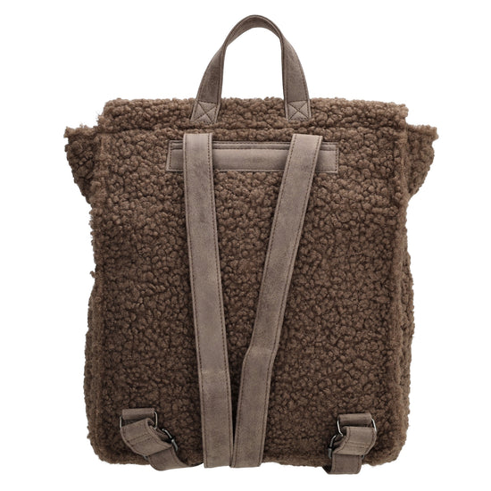Teddyrucksack 25x31cm in Dunkeltaupe mit Überschlag - leder-accessoires.com
