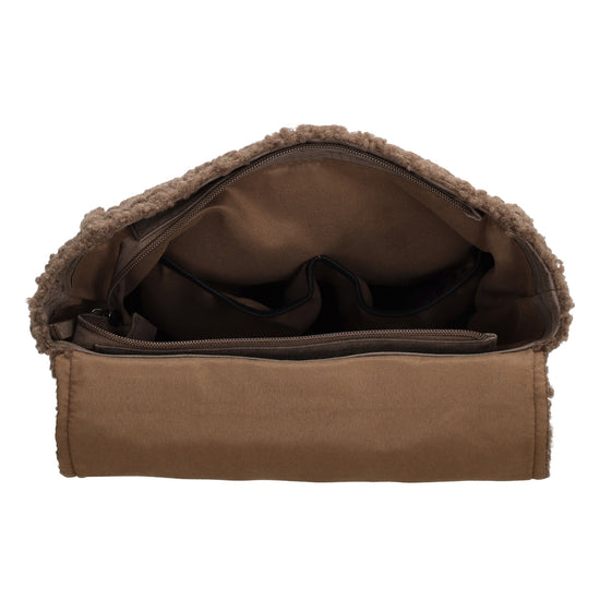 Teddyrucksack 25x31cm in Dunkeltaupe mit Überschlag - leder-accessoires.com