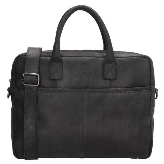 Businesstasche 40x33cm in Schwarz aus Leder mit Reißverschluss - leder-accessoires.com