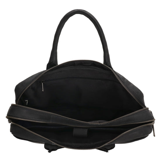 Businesstasche 40x33cm in Schwarz aus Leder mit Reißverschluss - leder-accessoires.com