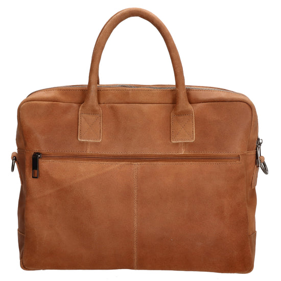Businesstasche 40x33cm in Cognac aus Leder mit Reißverschluss - leder-accessoires.com