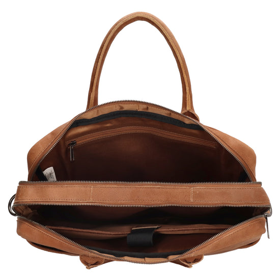 Businesstasche 40x33cm in Cognac aus Leder mit Reißverschluss - leder-accessoires.com
