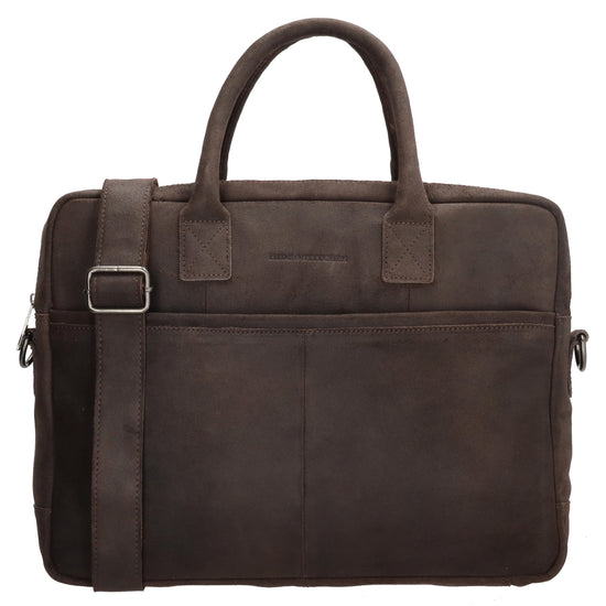 Businesstasche 40x33cm in Braun aus Leder mit Reißverschluss - leder-accessoires.com