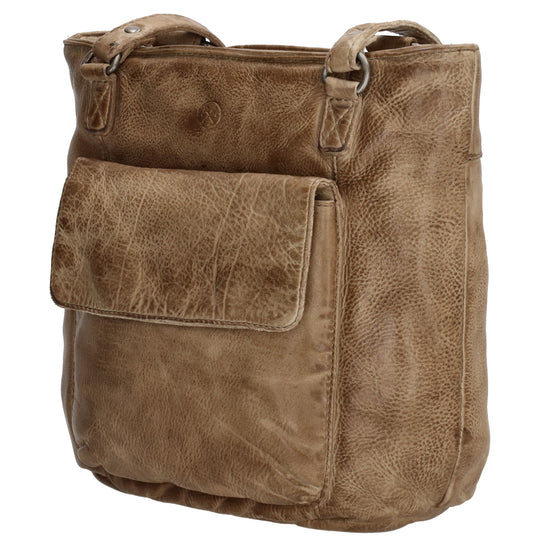 Ledershopper-| Rucksack 23 x 26,5cm in Sand mit Reißverschluss und Vortasche - leder-accessoires.com