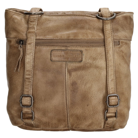 Ledershopper-| Rucksack 23 x 26,5cm in Sand mit Reißverschluss und Vortasche - leder-accessoires.com