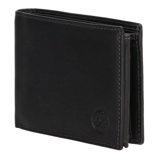 Geldbörse Querformat  9 x 11cm mit Reißverschluss in Schwarz aus Leder - leder-accessoires.com