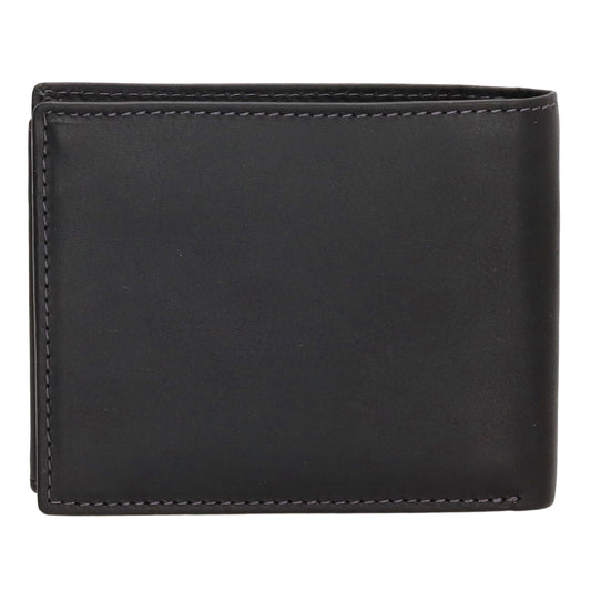 Geldbörse Querformat 9x11,5cm in Schwarz mit Riegel innen aus Leder