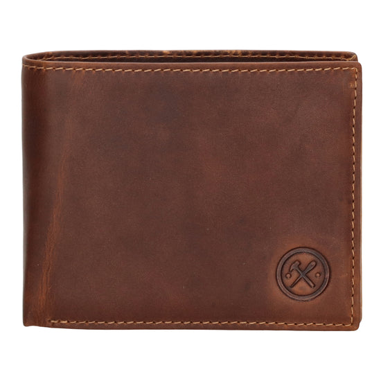Geldbörse Querformat 9x11cm mit Reißverschluss in Cognac aus Leder - leder-accessoires.com