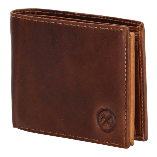 Geldbörse Querformat 9x11cm mit Reißverschluss in Cognac aus Leder - leder-accessoires.com