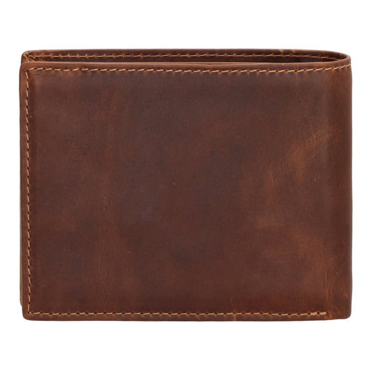 Geldbörse Querformat 9x11,5cm in Cognac mit Riegel innen aus Leder