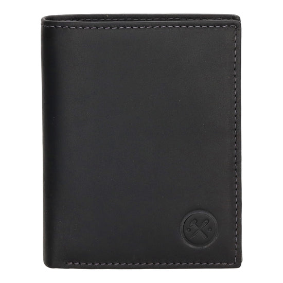 Geldbörse Hochformat 12 x 9cm mit Riegel in Schwarz aus Leder - leder-accessoires.com