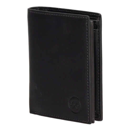 Geldbörse Hochformat 9x12cm in Schwarz mit Riegel innen aus Leder - leder-accessoires.com
