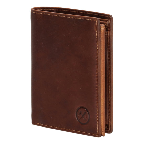 Geldbörse Hochformat 12 x 9cm mit Riegel in Cognac aus Leder - leder-accessoires.com