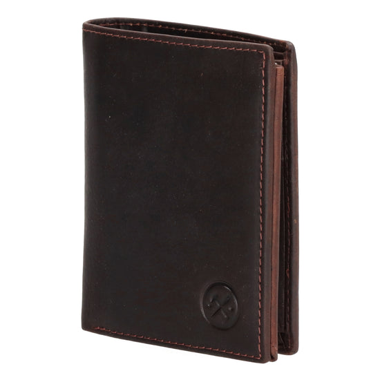 Geldbörse Hochformat 12 x 9cm mit Riegel in Braun aus Leder - leder-accessoires.com