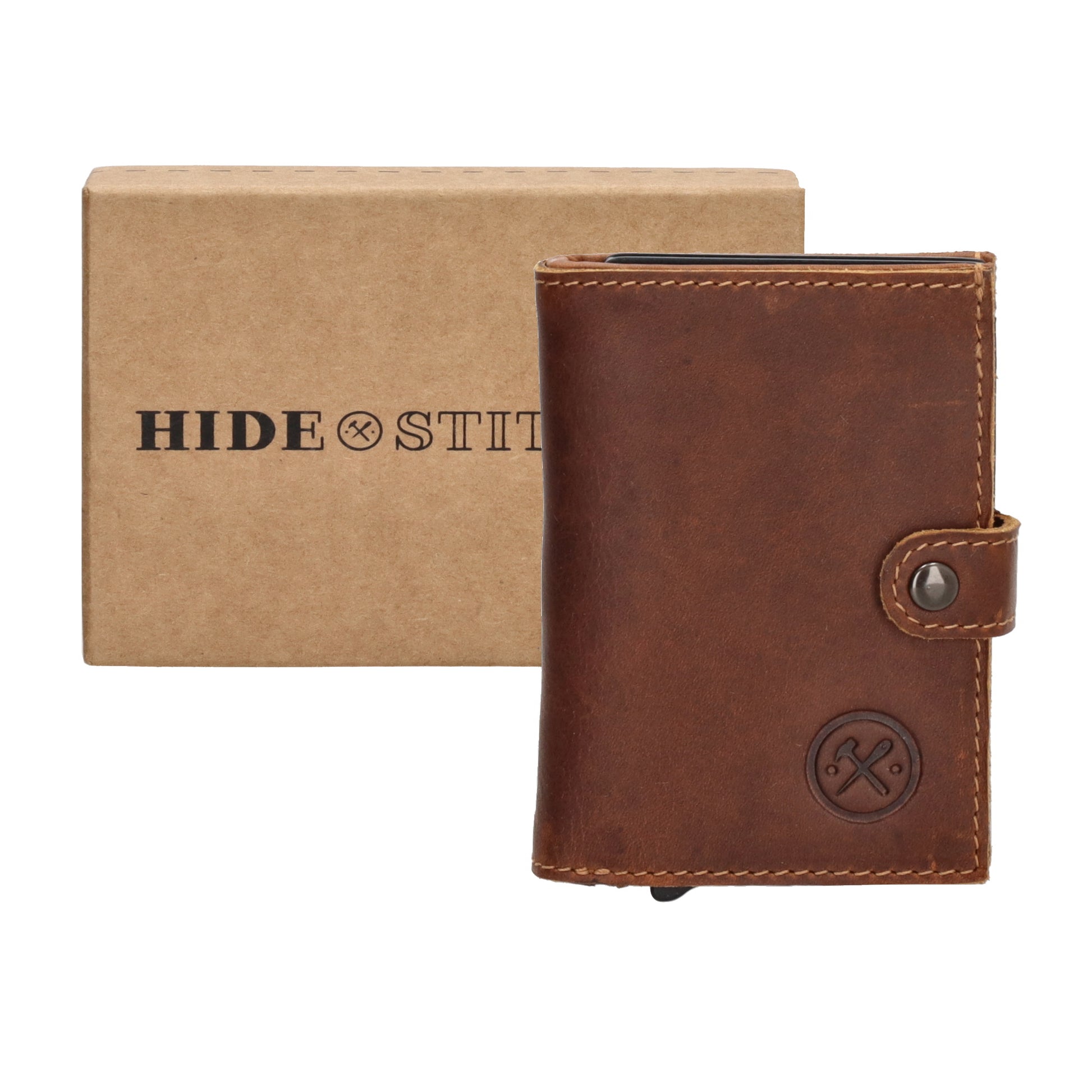 Safety Wallet | Börse 10 x 7cm in Cognac - leder-accessoires.com
