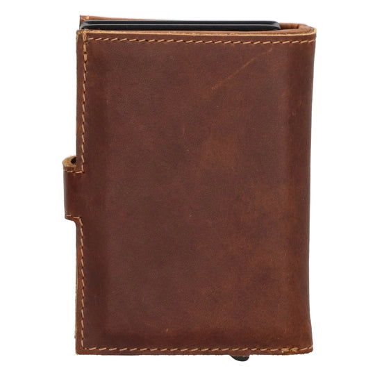 Safety Wallet | Börse 10 x 7cm in Cognac - leder-accessoires.com