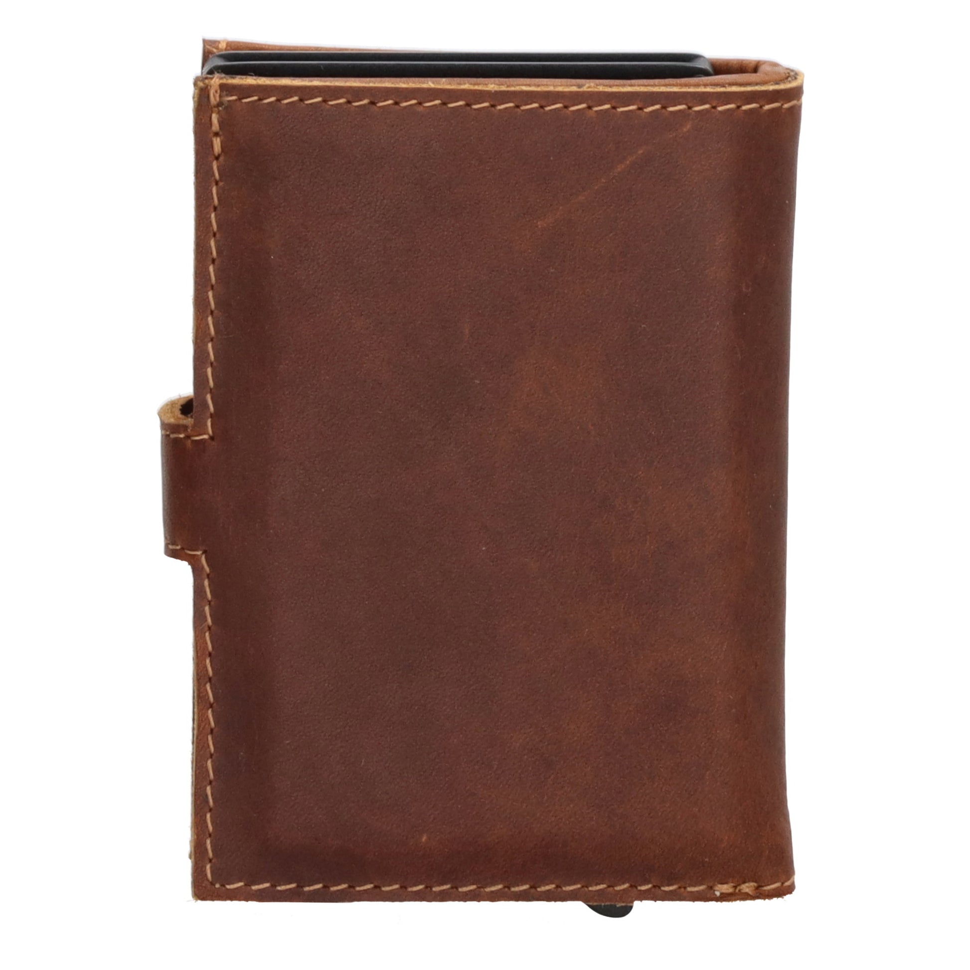 Safety Wallet | Börse 10 x 7cm in Cognac - leder-accessoires.com