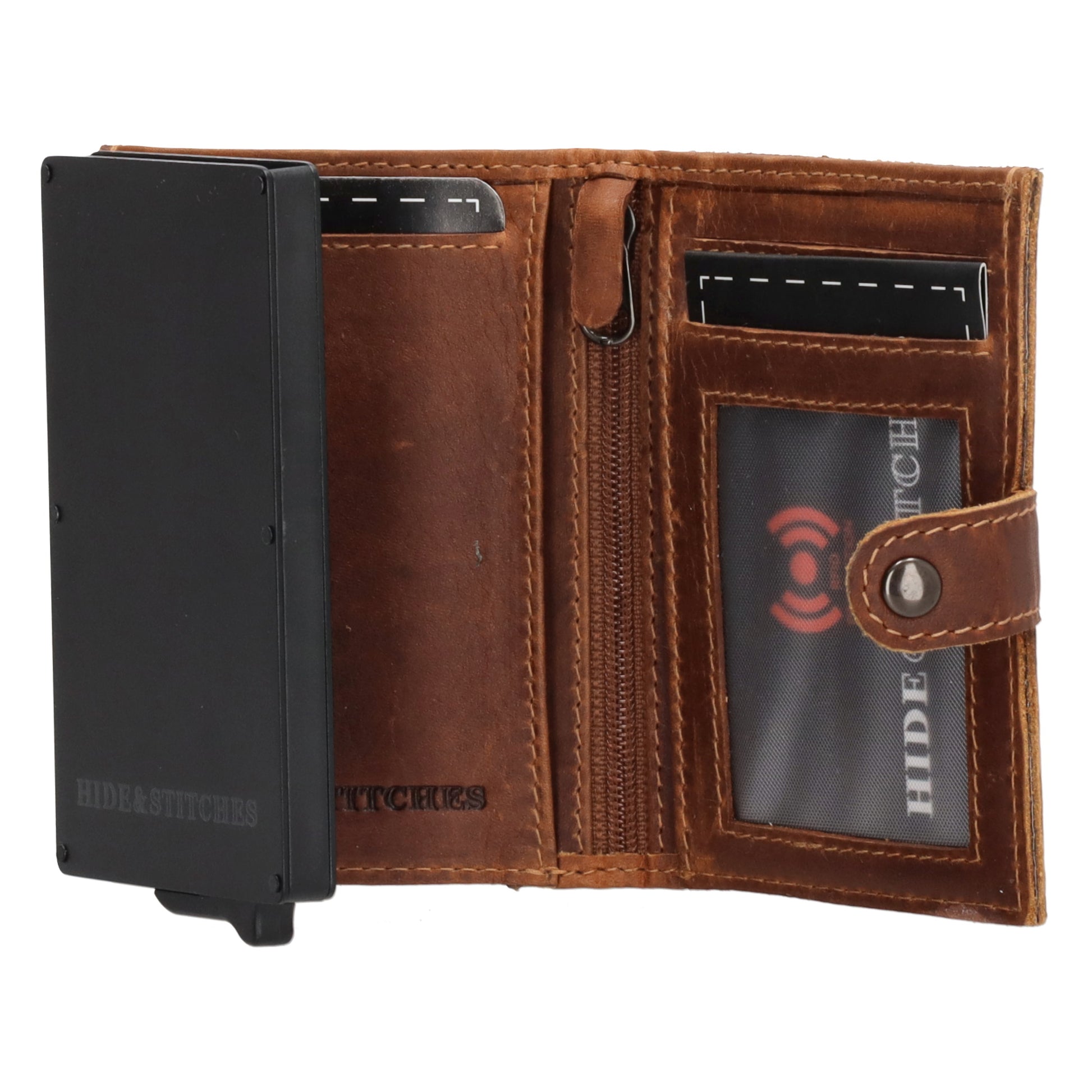 Safety Wallet | Börse 10 x 7cm in Cognac - leder-accessoires.com