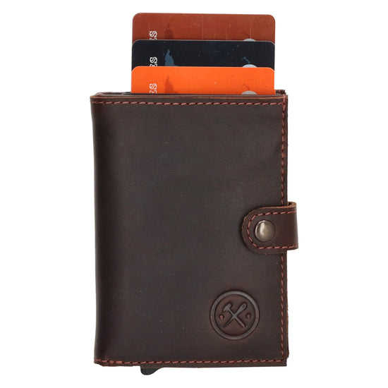 Safety Wallet | Börse 10 x 7cm in Braun - leder-accessoires.com