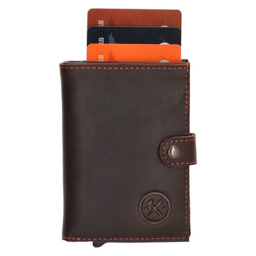 Safety Wallet | Börse 10 x 7cm in Braun - leder-accessoires.com