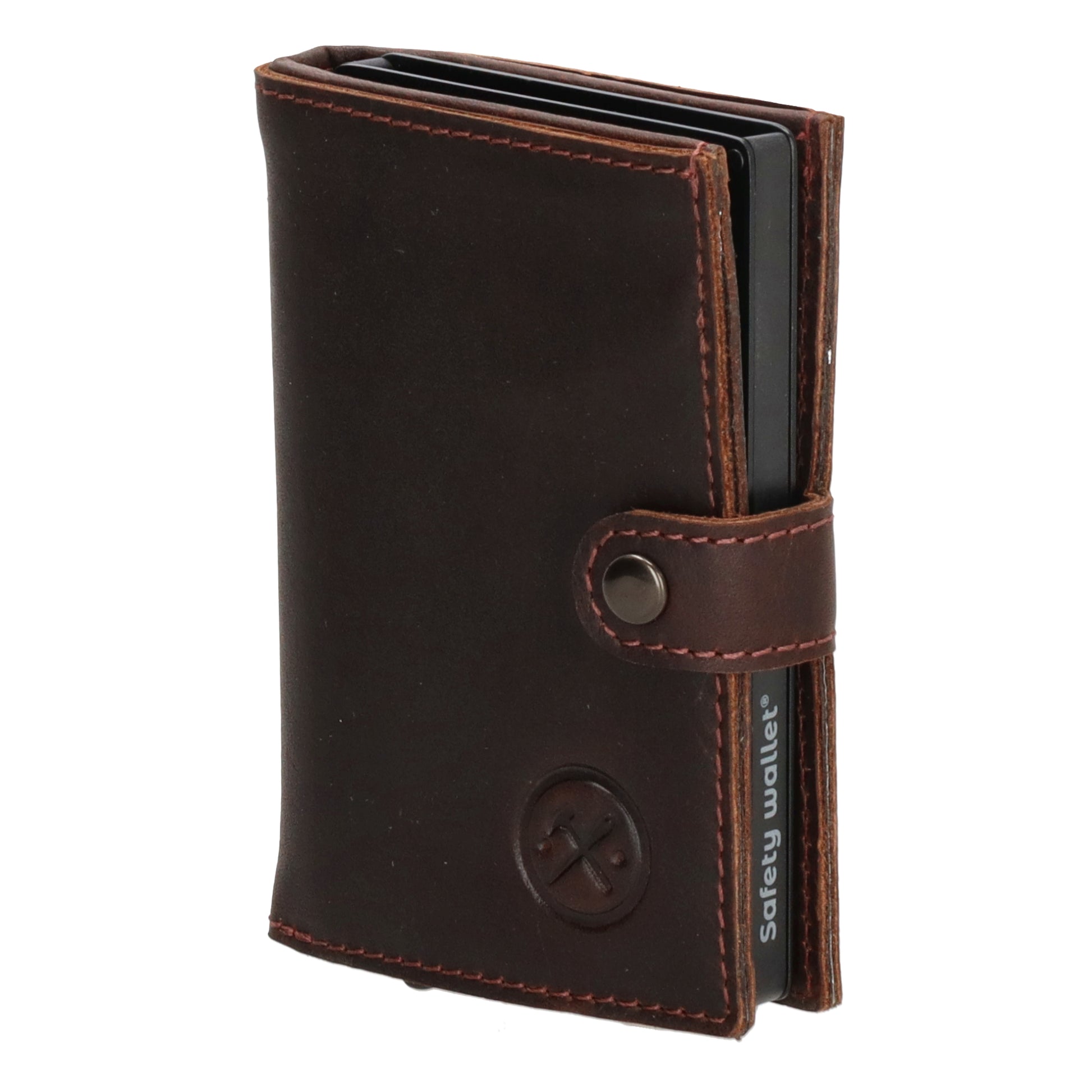 Safety Wallet | Börse 10 x 7cm in Braun - leder-accessoires.com
