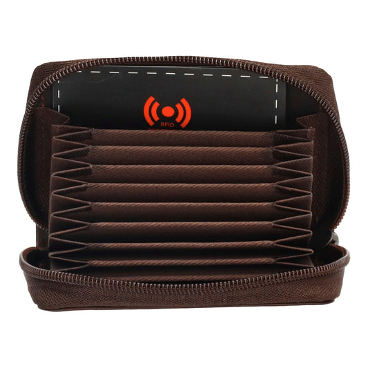 Kartenetui-| fächer 11x8cm aus Leder in Braun und RFID-Schutz