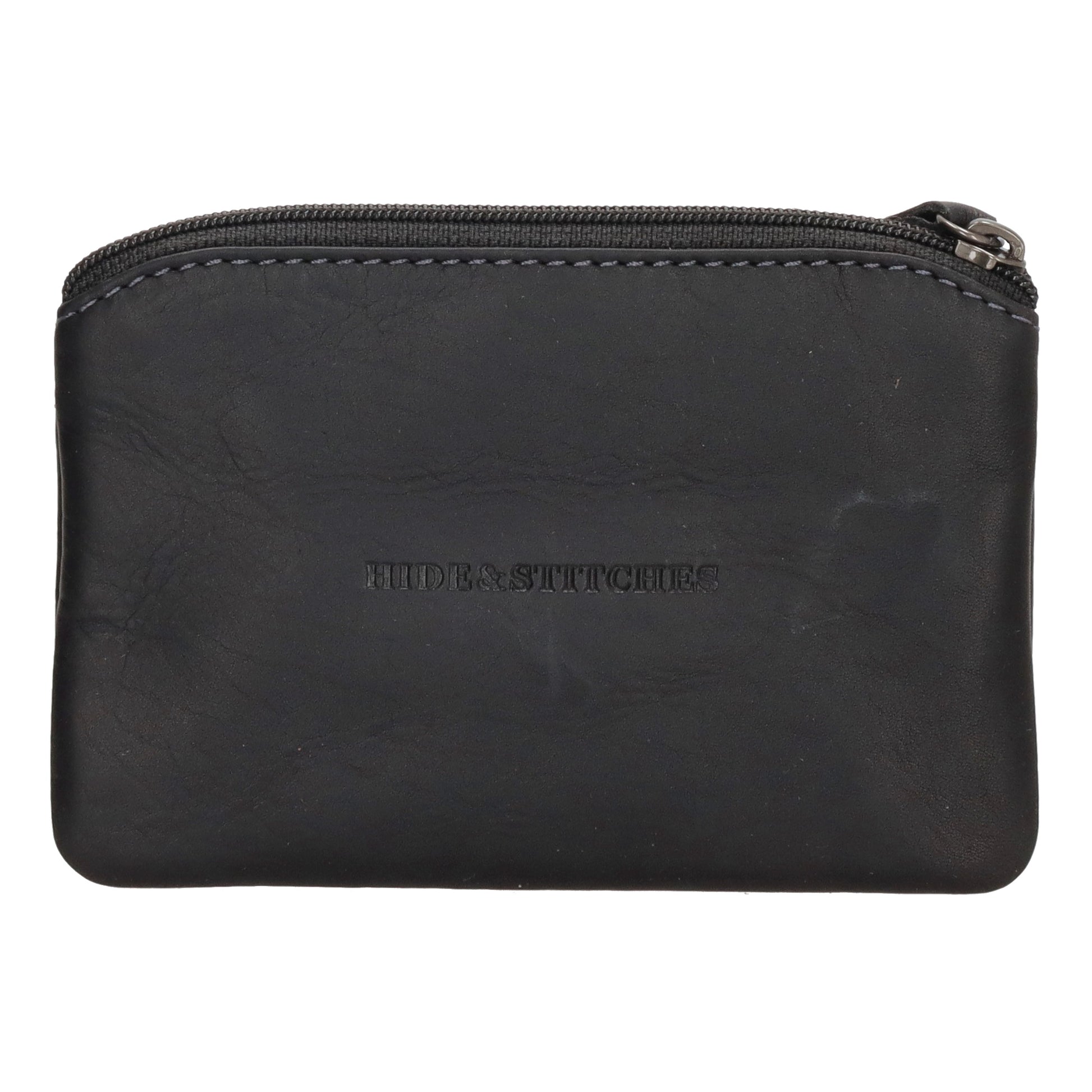 Schlüsseletui 11,2x8cm in Schwarz aus Leder mit Vortasche - leder-accessoires.com