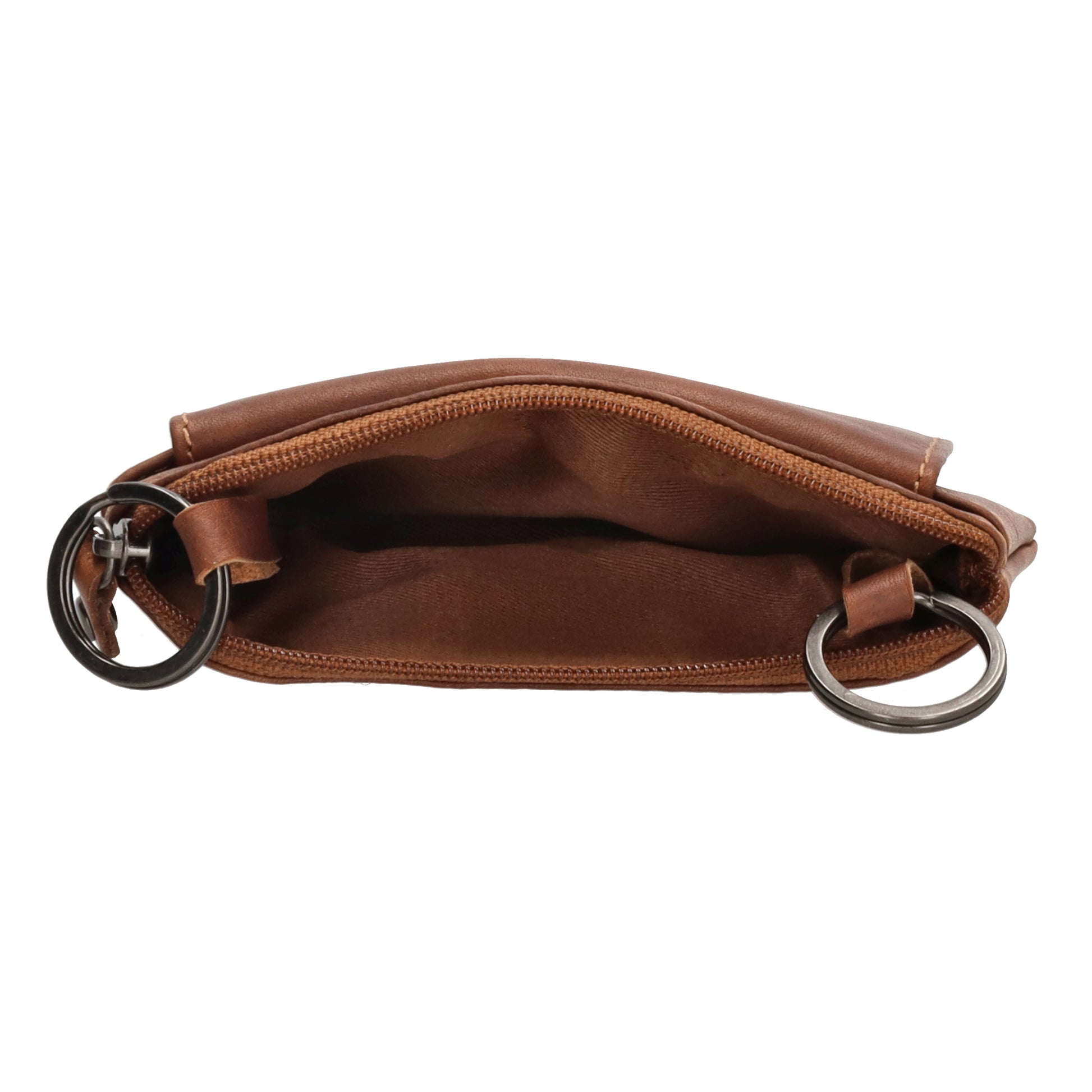 Schlüsseletui 11,2x8cm in Cognac aus Leder mit Vortasche - leder-accessoires.com