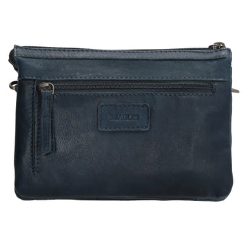 Schultertasche 19x14cm in Marine|Blau aus Leder mit Reißverschluss