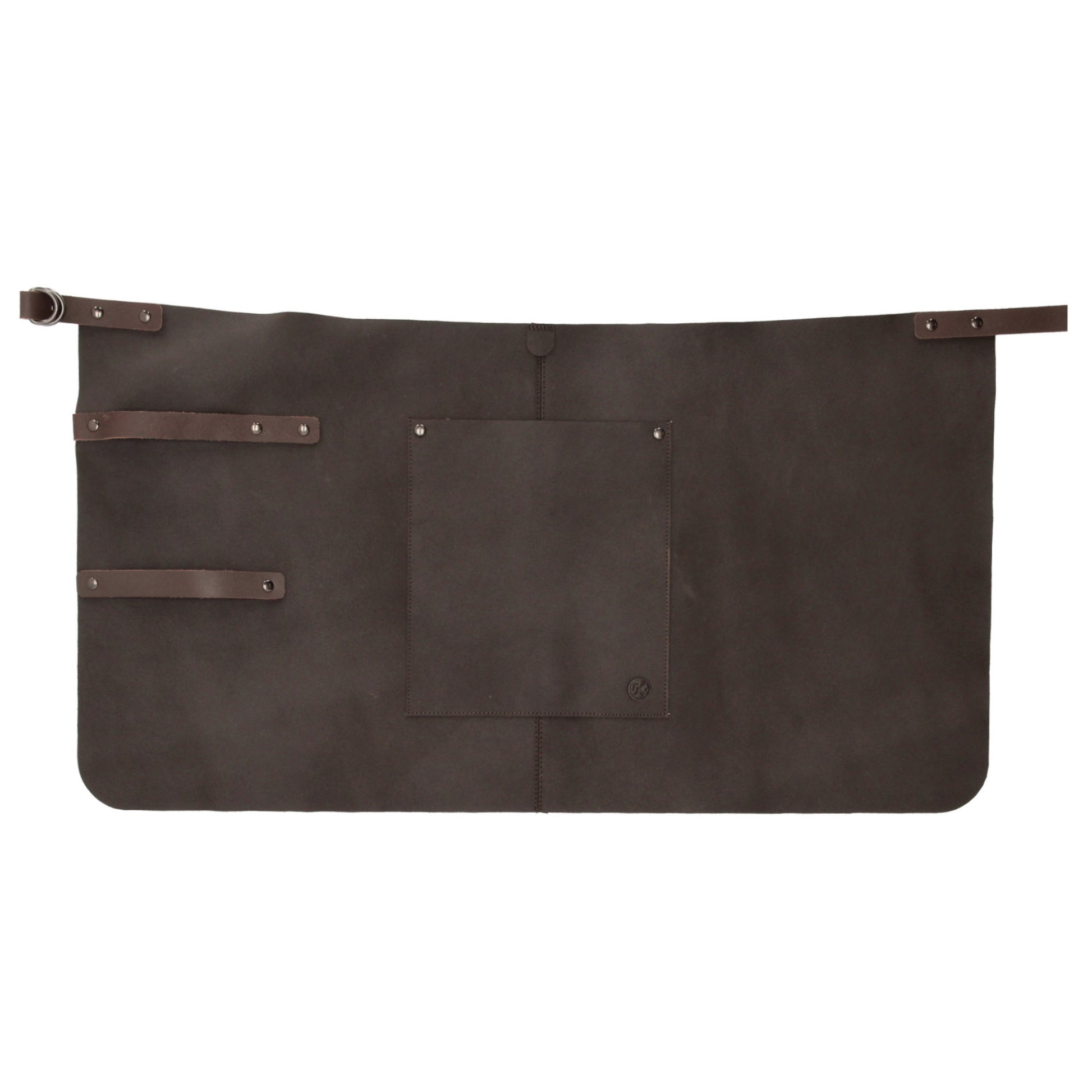 Lederschürze kurz in Braun mit Vortasche zum Verstellen - leder-accessoires.com