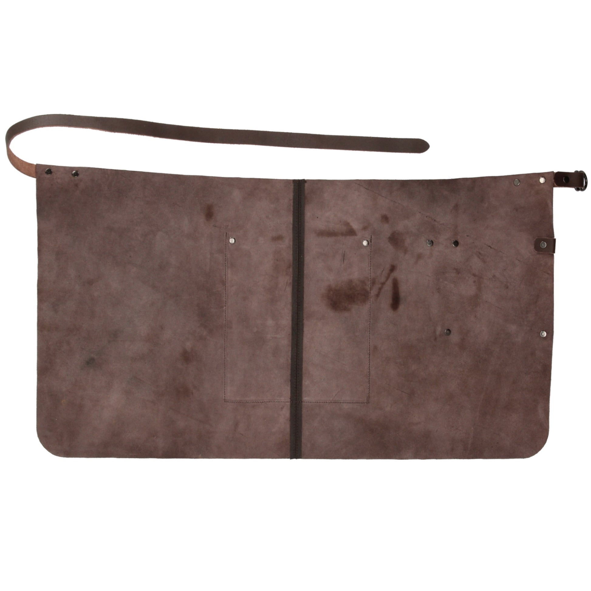 Lederschürze kurz in Braun mit Vortasche zum Verstellen - leder-accessoires.com