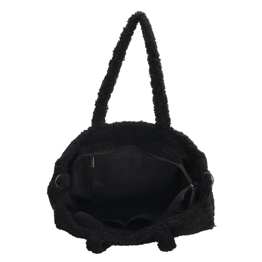 Teddytasche 37x32cm in Schwarz mit Reißverschluss