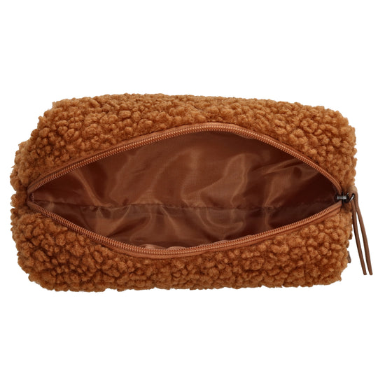 Stiftetui-| mäppchen 24 x 10cm in Braun aus Teddyfell - leder-accessoires.com