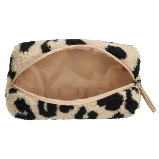 Stiftetui-| mäppchen 24 x 10cm in Leo-Optik Beige aus Teddyfell - leder-accessoires.com